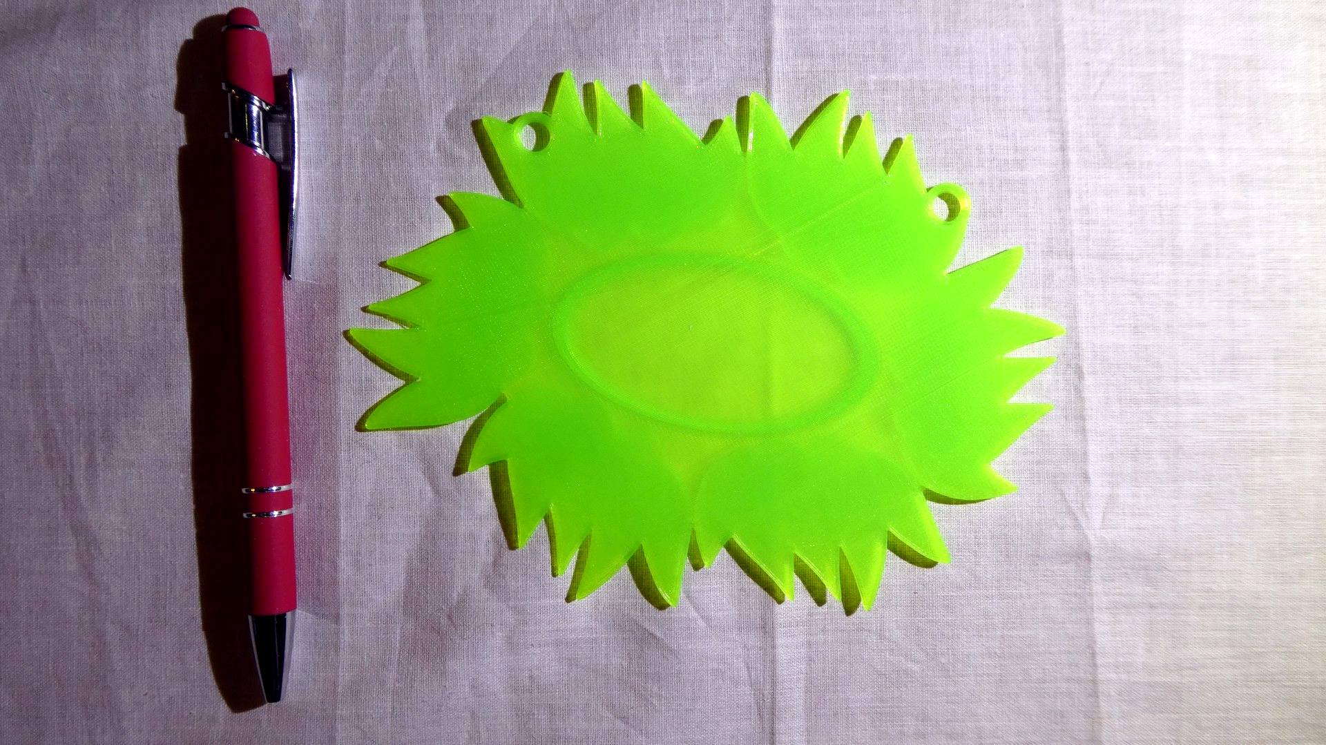 Koristekehys 2, väri:vihreä läpikuultava, koko: n. 15x11x0,6 cm, soikea tekstipaikka: n. 6cm leveä 3cm korkea - Image 3